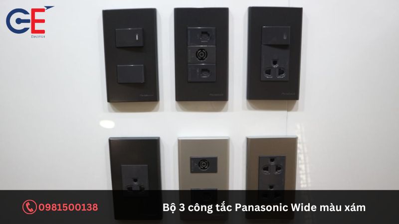 Đặc điểm của bộ 3 công tắc Panasonic Wide màu xám