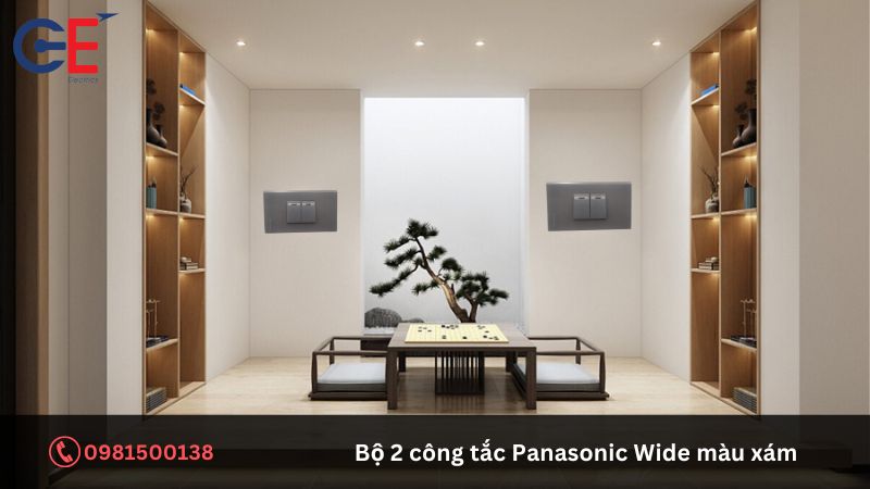Ứng dụng của bộ 2 công tắc Panasonic Wide màu xám
