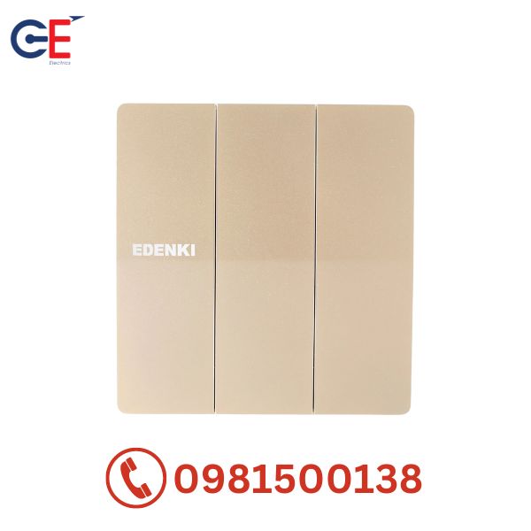 Bộ 3 công tắc Edenki Elegant Golden 1 chiều EE-103-G