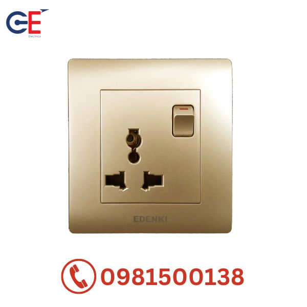 Bộ ổ cắm đơn có công tắc Edenki Elegant Golden EE-003S-G