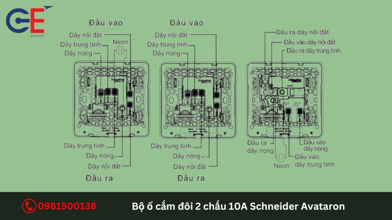 Đặc điểm của bộ ổ cắm đôi 2 chấu 10A Schneider Avataron