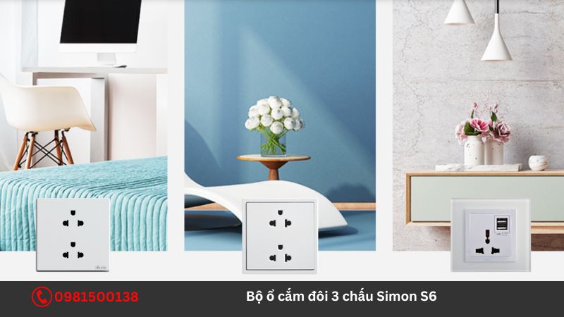 Đặc điểm của bộ ổ cắm đôi 3 chấu Simon S6