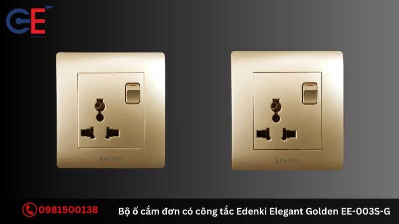Đặc điểm của bộ ổ cắm đơn có công tắc Edenki Elegant Golden EE-003S-G