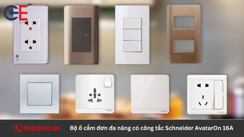 Đặc điểm của bộ ổ cắm đơn đa năng có công tắc Schneider AvatarOn 16A