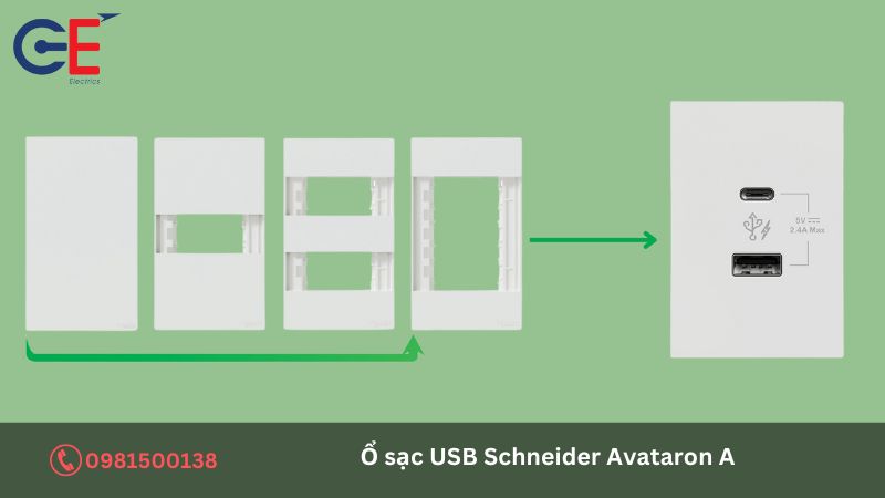 Đặc điểm của ổ sạc USB Schneider Avataron A 