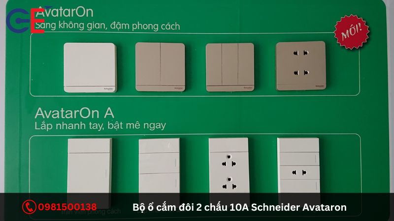 Địa chỉ cung cấp bộ ổ cắm. đôi 2 chấu 10A Schneider Avataron?