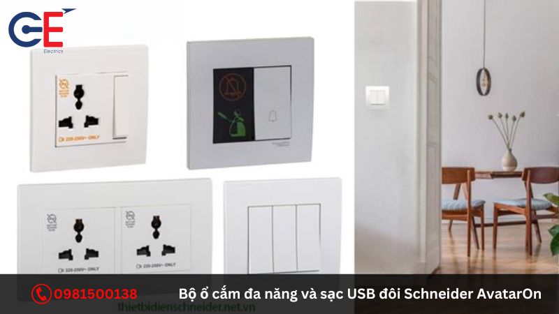 Ứng dụng của bộ ổ cắm đa năng và sạc USB đôi Schneider AvatarOn