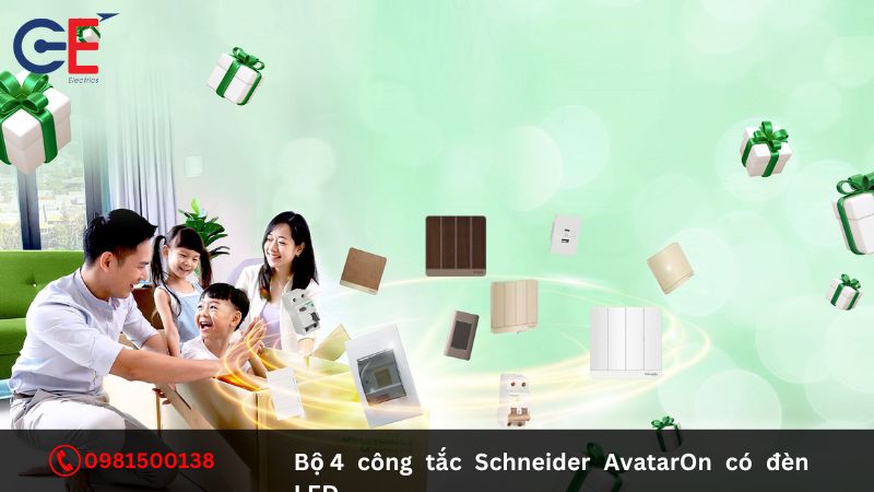 Ưu điểm của bộ 4 công tắc Schneider AvatarOn có đèn LED