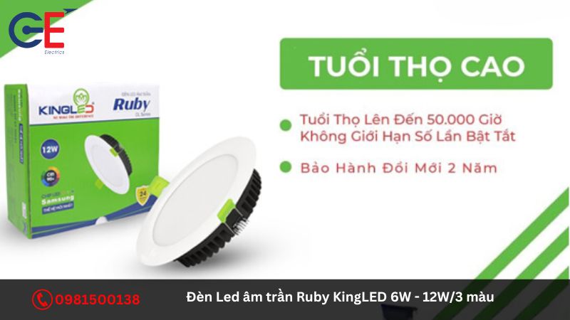 Ưu điểm của đèn Led âm trần Ruby KingLED 6W - 12W/3 màu?