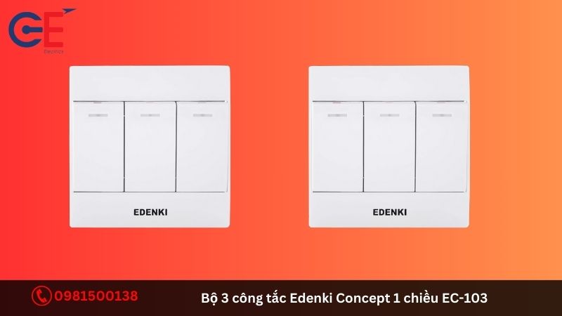Đặc điểm của bộ 3 công tắc Edenki Concept 1 chiều EC-103
