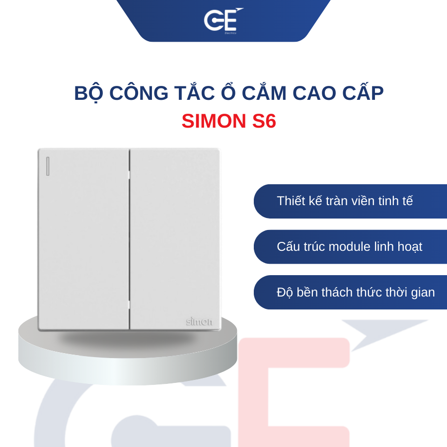 Công tắc ổ cắm Simon S6 - Thiết kế tràn viền cao cấp, sang trọng