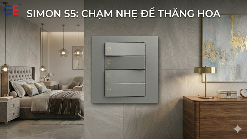 Bộ công tắc bốn 1 chiều Simon S5 bật/tắt nhẹ nhàng tinh tế 
