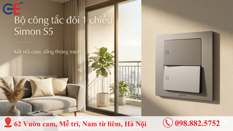 Bộ công tắc đôi 1 chiều Simon S5 nâng tầm không gian sống 