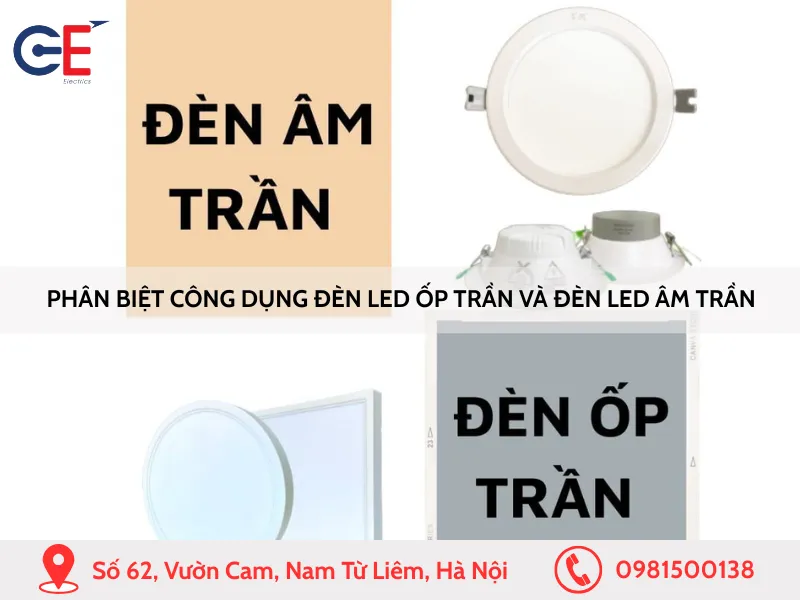 Phân biệt công dụng đèn LED ốp trần và đèn LED âm trần