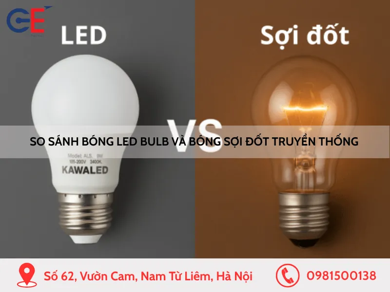 So sánh bóng đèn LED bulb và bóng sợi đốt truyền thống
