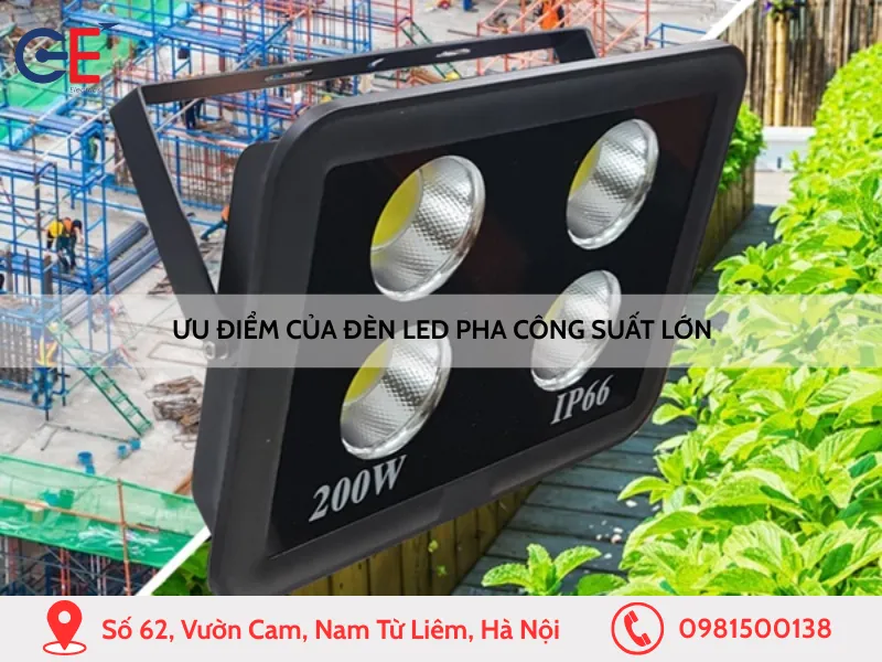 Ưu điểm của đèn led pha công suất lớn